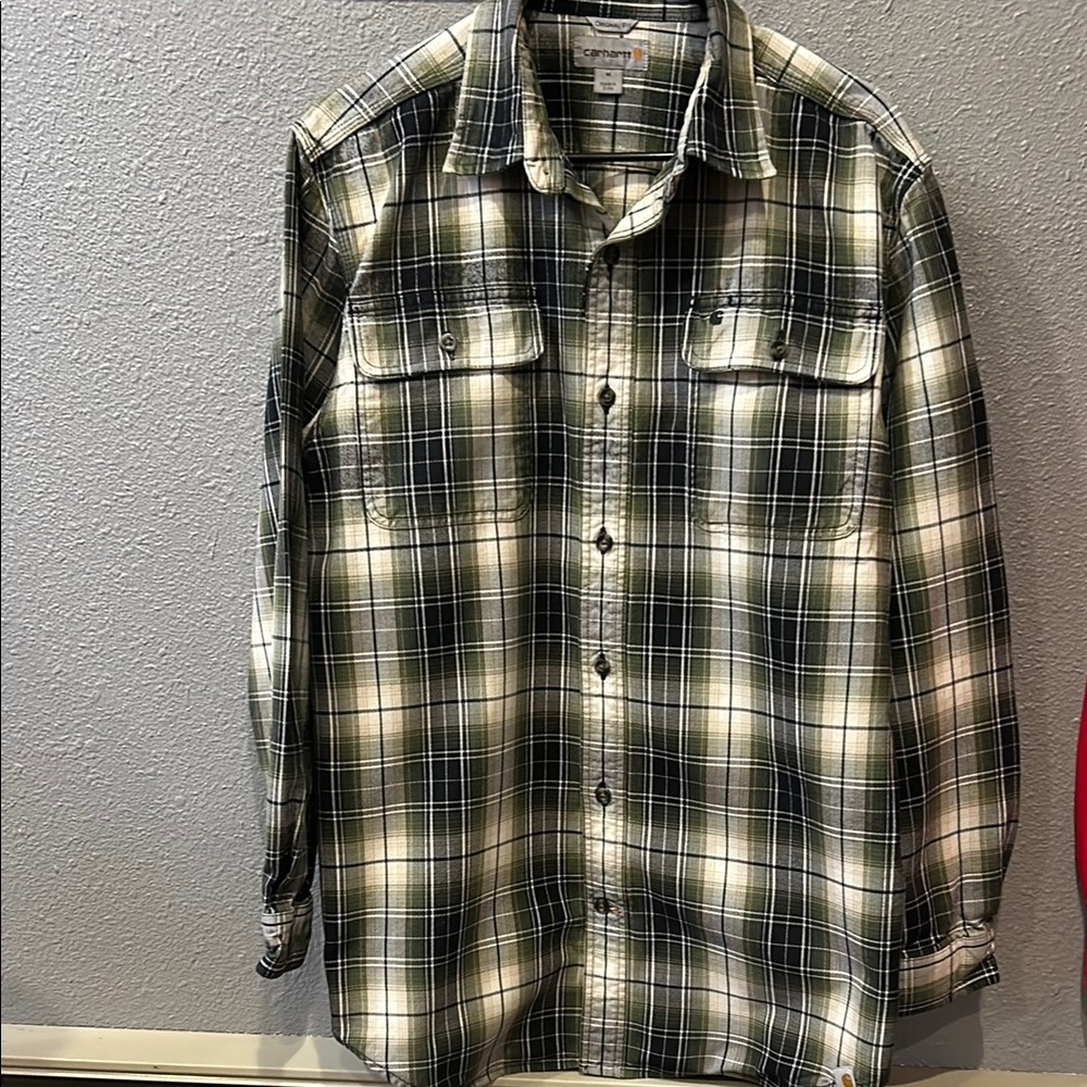 Carhartt Men's Green Plaid Shirt Size M